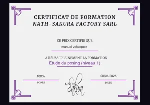certificat-etude-du-posing-niveau-1 Nath SAKURA