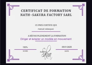 certificat-diriger-et-eclairer-un-modele-en-mouvement Nath SAKURA